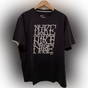 Nike Black Short-Sleeve Tee with Silver Stacked Logo